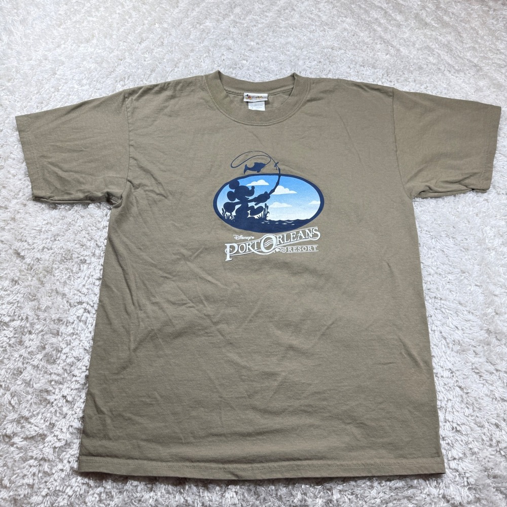 Disney's Port Orleans Resort T Shirt Men's Large Mickey Mouse Fishing Cartoon